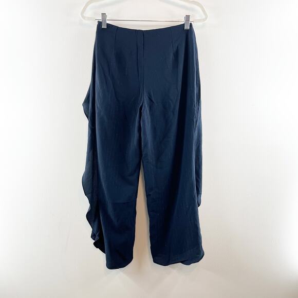 Reset By Jane High Waisted Tie Front Waterfall Overlapping Wrap Pants Black - Picture 14 of 14